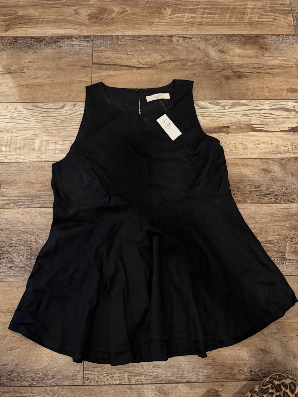 LOFT Black Sleeveless Fit-and-Flare Top